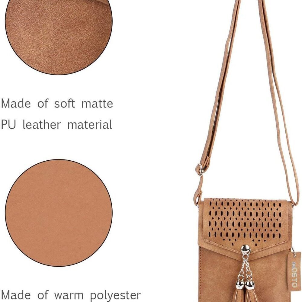 Small Crossbody Bag Synthetic Leather Compact Phone Wallet Purse Gift - Picture 6 of 8